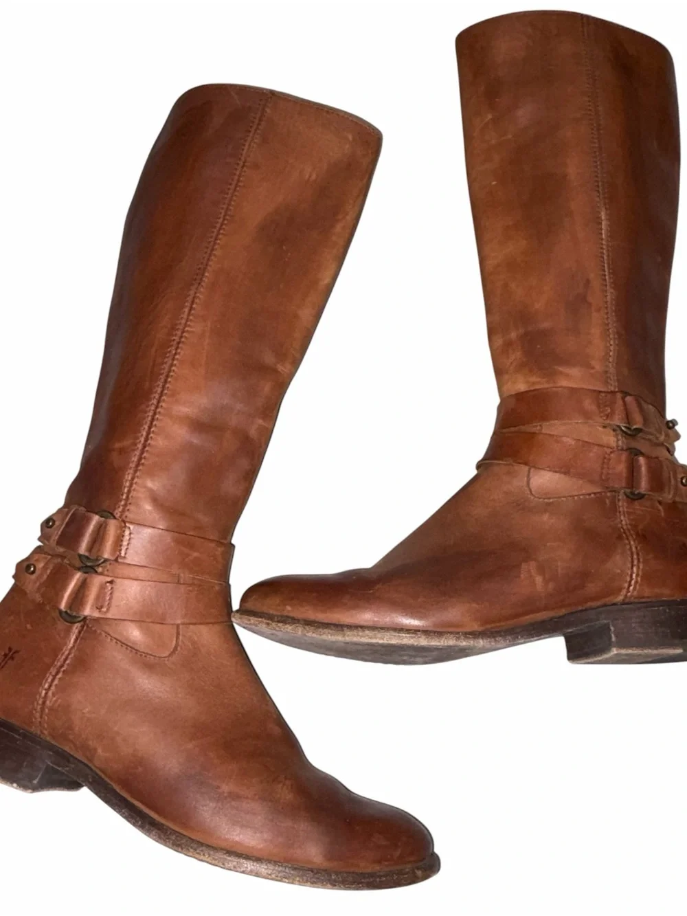 Frye Brown Leather Melissa Belted Tall Boots size 7